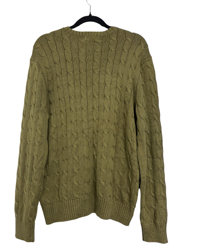 Polo Ralph Lauren Olive Green Cable Knit Crewneck Sweater