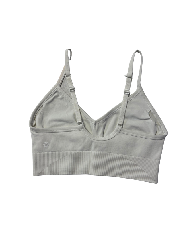 Lululemon White Seamless Ribbed Sports Bra