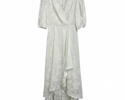 Calvin Klein White Floral Jacquard Wrap Midi Dress