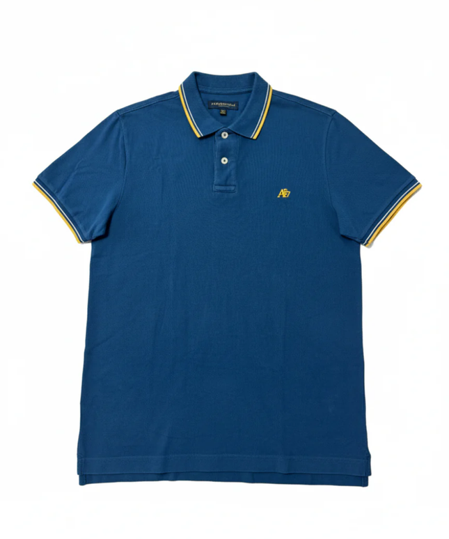 AÉROPOSTALE Blue A87 Tipped Piqué Polo Shirt