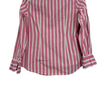 Banana Republic Pink Striped Pleated Cuff Button-Down Shirt