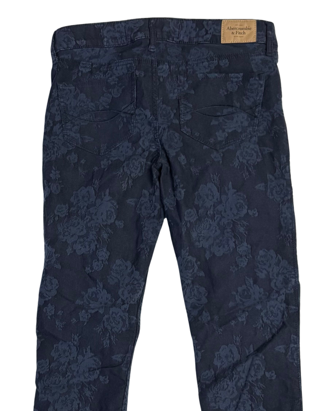 Abercrombie & Fitch Navy Blue Floral Skinny Jeans