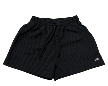 Alo Yoga Black Textured Drawstring Shorts