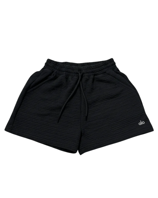 Alo Yoga Black Textured Drawstring Shorts