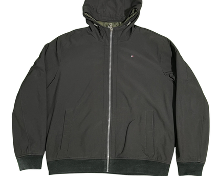 Tommy Hilfiger Black Hooded Full-Zip Bomber Jacket