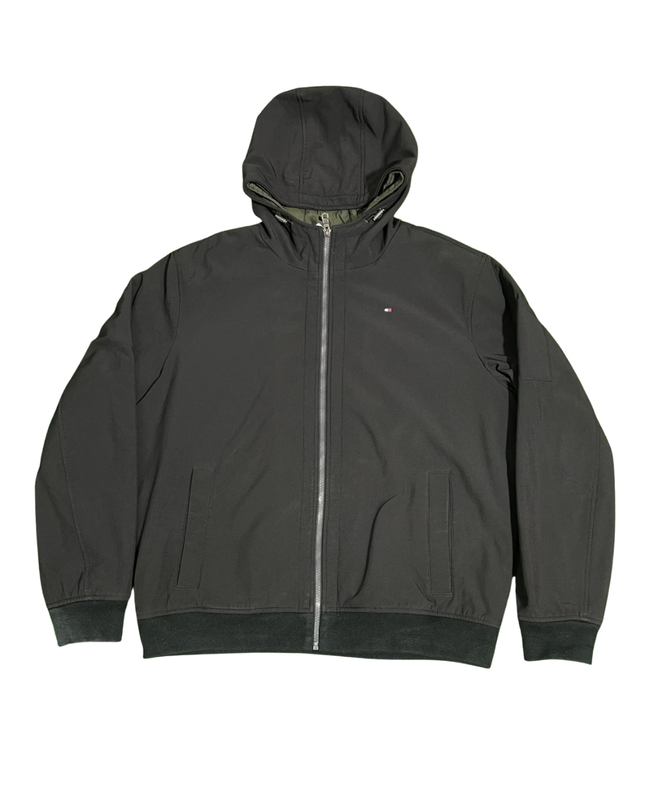 Tommy Hilfiger Black Hooded Full-Zip Bomber Jacket