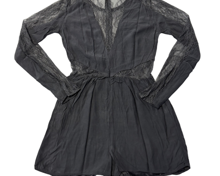 Abercrombie & Fitch Dark Grey Long Sleeve Lace Romper