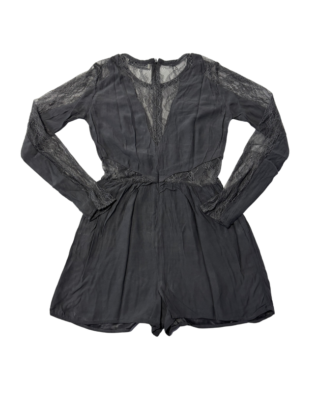 Abercrombie & Fitch Dark Grey Long Sleeve Lace Romper