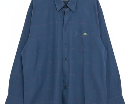 Lacoste Blue Grid Pattern Long-Sleeve Shirt