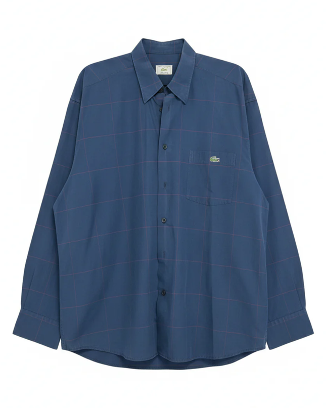 Lacoste Blue Grid Pattern Long-Sleeve Shirt