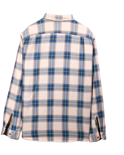 J.Crew Sporting Goods Beige Blue Plaid Flannel Button-Down Shirt - L