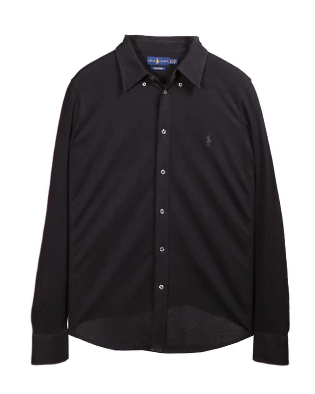 Ralph Lauren Knit Oxford Black Button-Down Long Sleeve Shirt - L