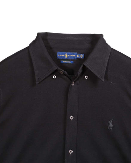 Ralph Lauren Knit Oxford Black Button-Down Long Sleeve Shirt - L