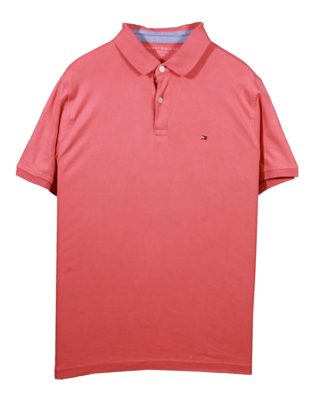 Tommy Hilfiger Slim Fit Solid Pink Cotton Polo Shirt