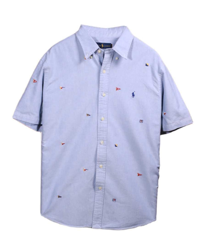 Ralph Lauren Light Blue Nautical Flag Embroidered Button-Down Shirt - XL