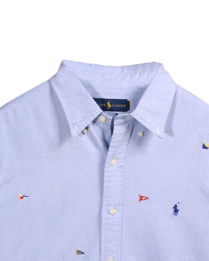 Ralph Lauren Light Blue Nautical Flag Embroidered Button-Down Shirt - XL
