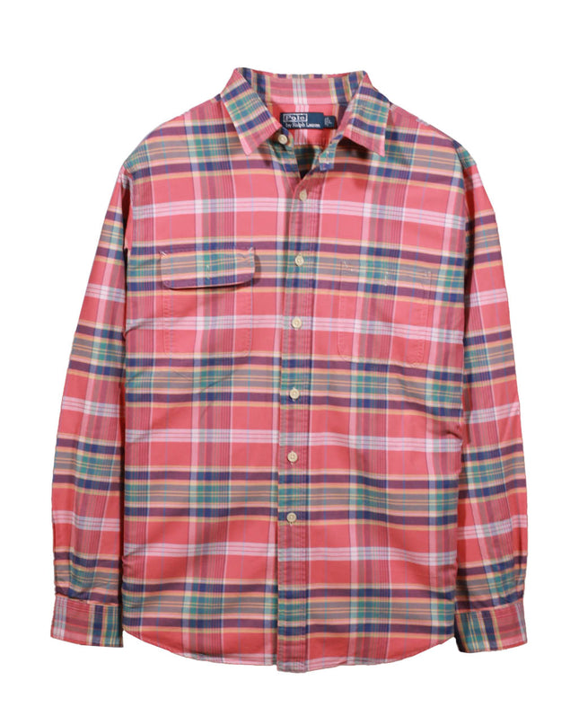 Ralph Lauren Vintage Plaid Tab Collar Button Down Shirt