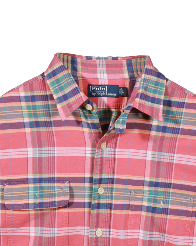 Ralph Lauren Vintage Plaid Tab Collar Button Down Shirt