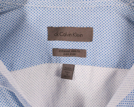 Calvin Klein Extreme Slim Fit Light Blue Micro-Print Dress Shirt