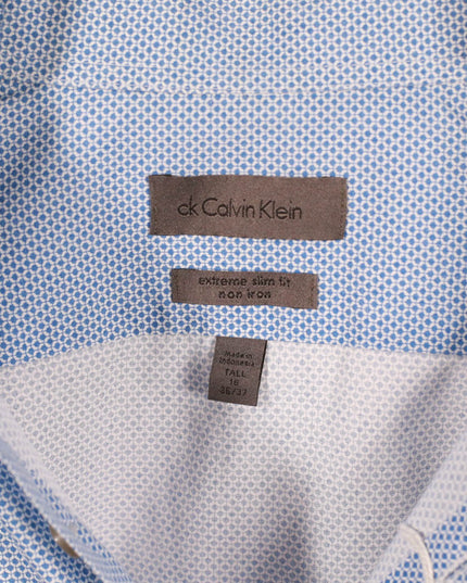 Calvin Klein Extreme Slim Fit Light Blue Micro-Print Dress Shirt