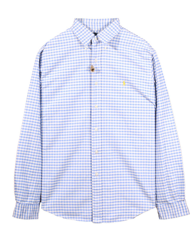 Ralph Lauren Cotton Blue White Check Long Sleeve Shirt