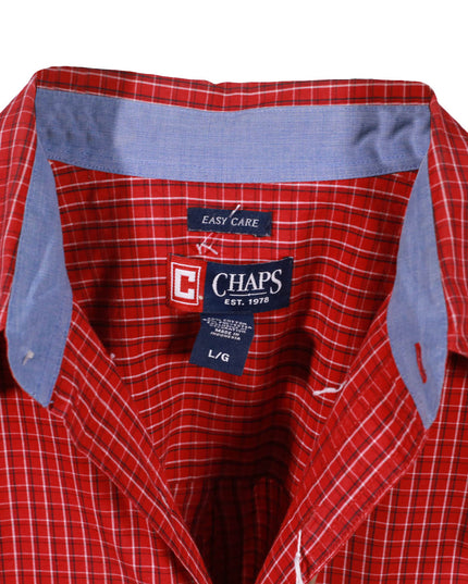 Chaps Red Checkered Long Sleeve Button-Down Shirt