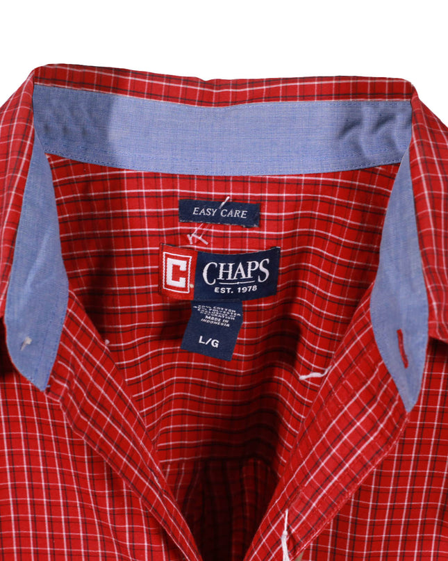 Chaps Red Checkered Long Sleeve Button-Down Shirt