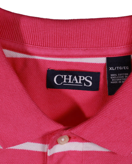Chaps Pink & White Striped Short Sleeve Polo Shirt