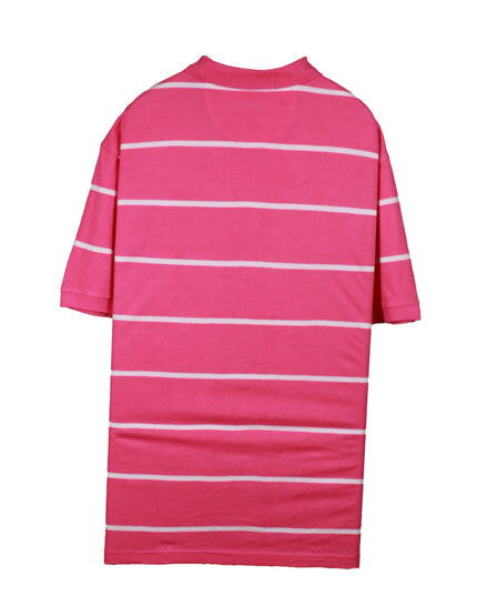Chaps Pink & White Striped Short Sleeve Polo Shirt