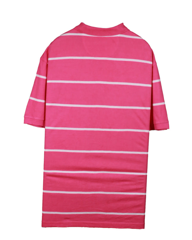 Chaps Pink & White Striped Short Sleeve Polo Shirt