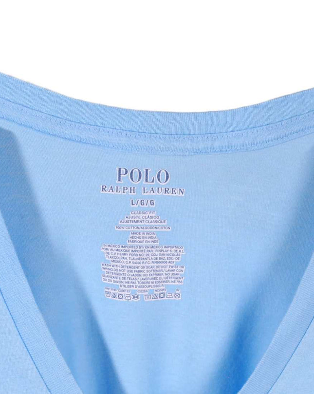 Ralph Lauren Classic Fit Sky Blue V-Neck T-Shirt - L