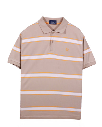 Fred Perry Beige Striped Cotton Piqué Polo Shirt