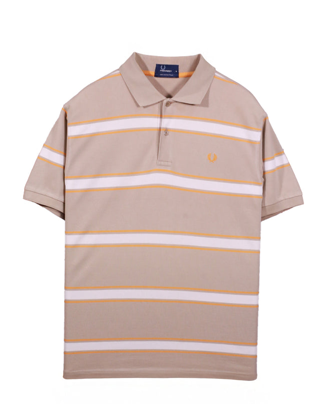 Fred Perry Beige Striped Cotton Piqué Polo Shirt