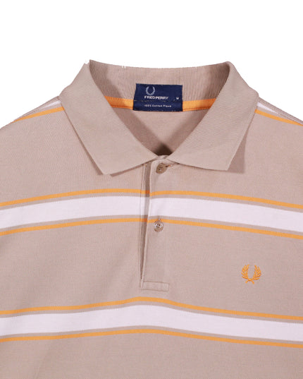 Fred Perry Beige Striped Cotton Piqué Polo Shirt