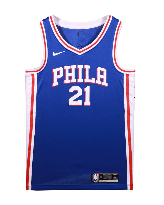 Nike NBA Philadelphia 76ers Joel Embiid #21 Blue Dri-FIT Jersey