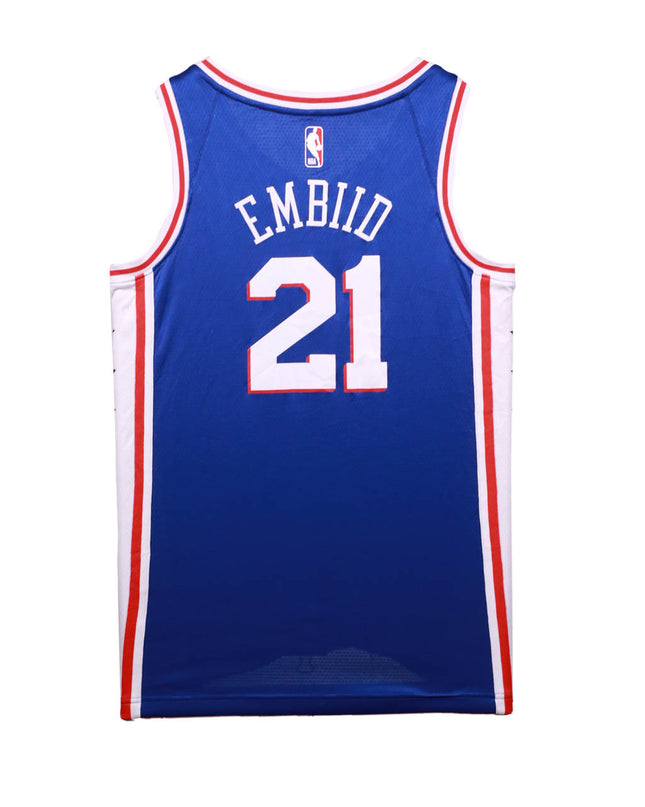 Nike NBA Philadelphia 76ers Joel Embiid #21 Blue Dri-FIT Jersey