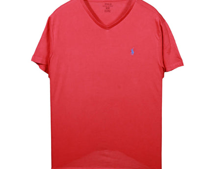 Ralph Lauren Red V-Neck with Blue Pony Logo T-Shirt