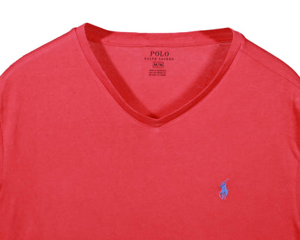 Ralph Lauren Red V-Neck with Blue Pony Logo T-Shirt