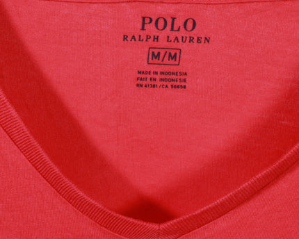 Ralph Lauren Red V-Neck with Blue Pony Logo T-Shirt