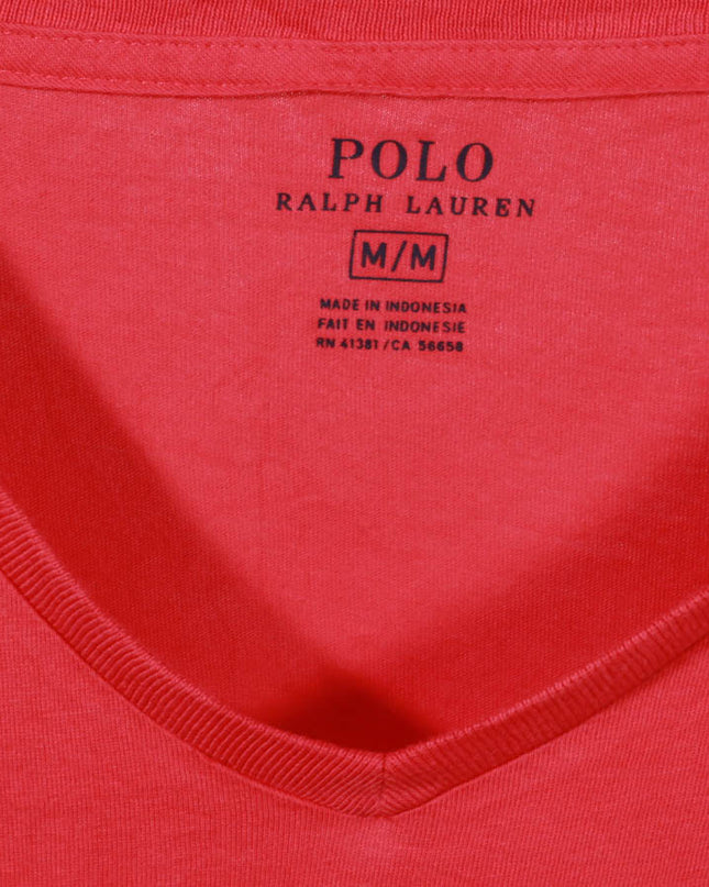 Ralph Lauren Red V-Neck with Blue Pony Logo T-Shirt