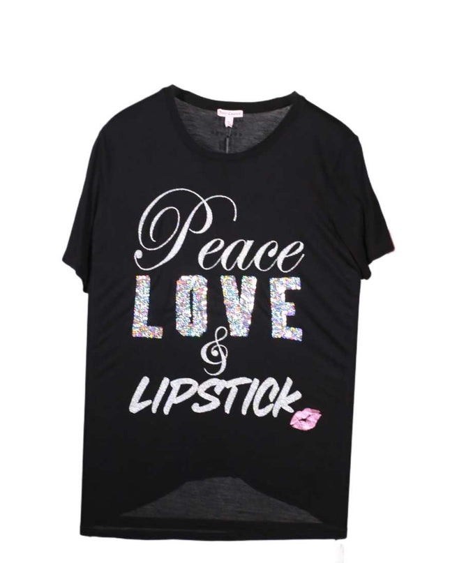 Juicy Couture Peace Love & Lipstick Black T-Shirt - L