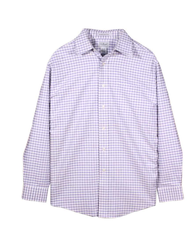 L.L. Bean Slim Fit Purple Check Button-Down Shirt – L