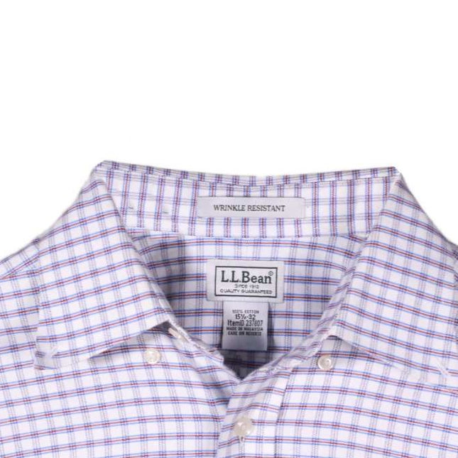 L.L. Bean Slim Fit Purple Check Button-Down Shirt – L