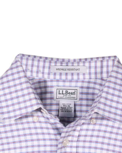 L.L. Bean Slim Fit Purple Check Button-Down Shirt – L