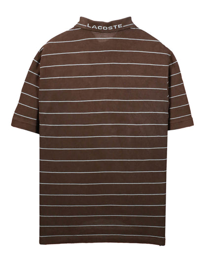 Lacoste Striped Casual Preppy Crocodile Logo Brown Polo Shirt