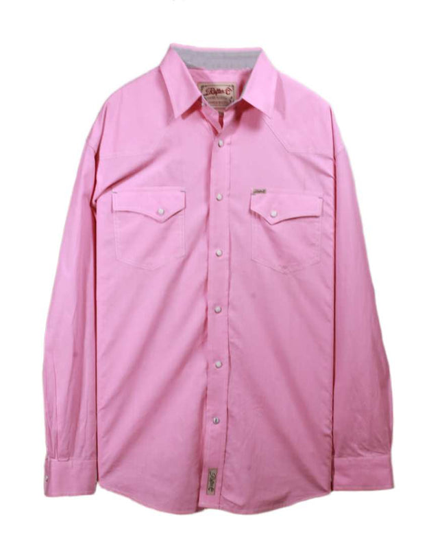Rafter C Cowboy Collection Pink Western Pearl Snap Button Shirt - XXL