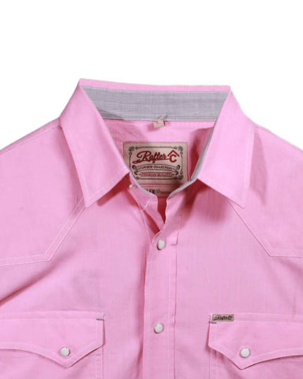 Rafter C Cowboy Collection Pink Western Pearl Snap Button Shirt - XXL