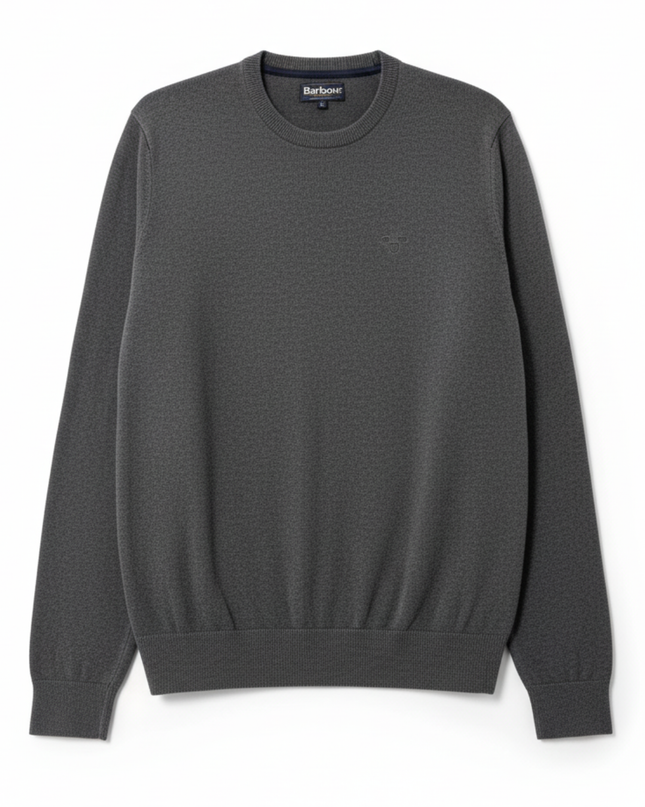 Barbour Essential Crew Neck Cotton in Charcoal Grey Sweater