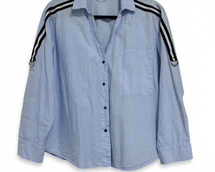 Zara Basic Light Blue Striped Shoulder Cotton Shirt
