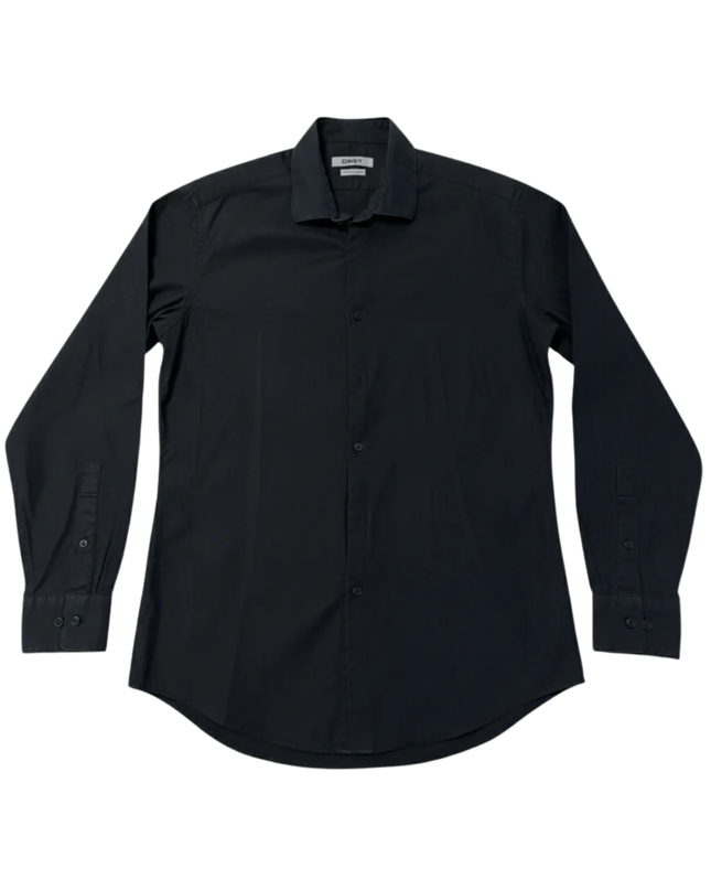 DKNY Black Slim Fit Natural Stretch Button-Down Shirt